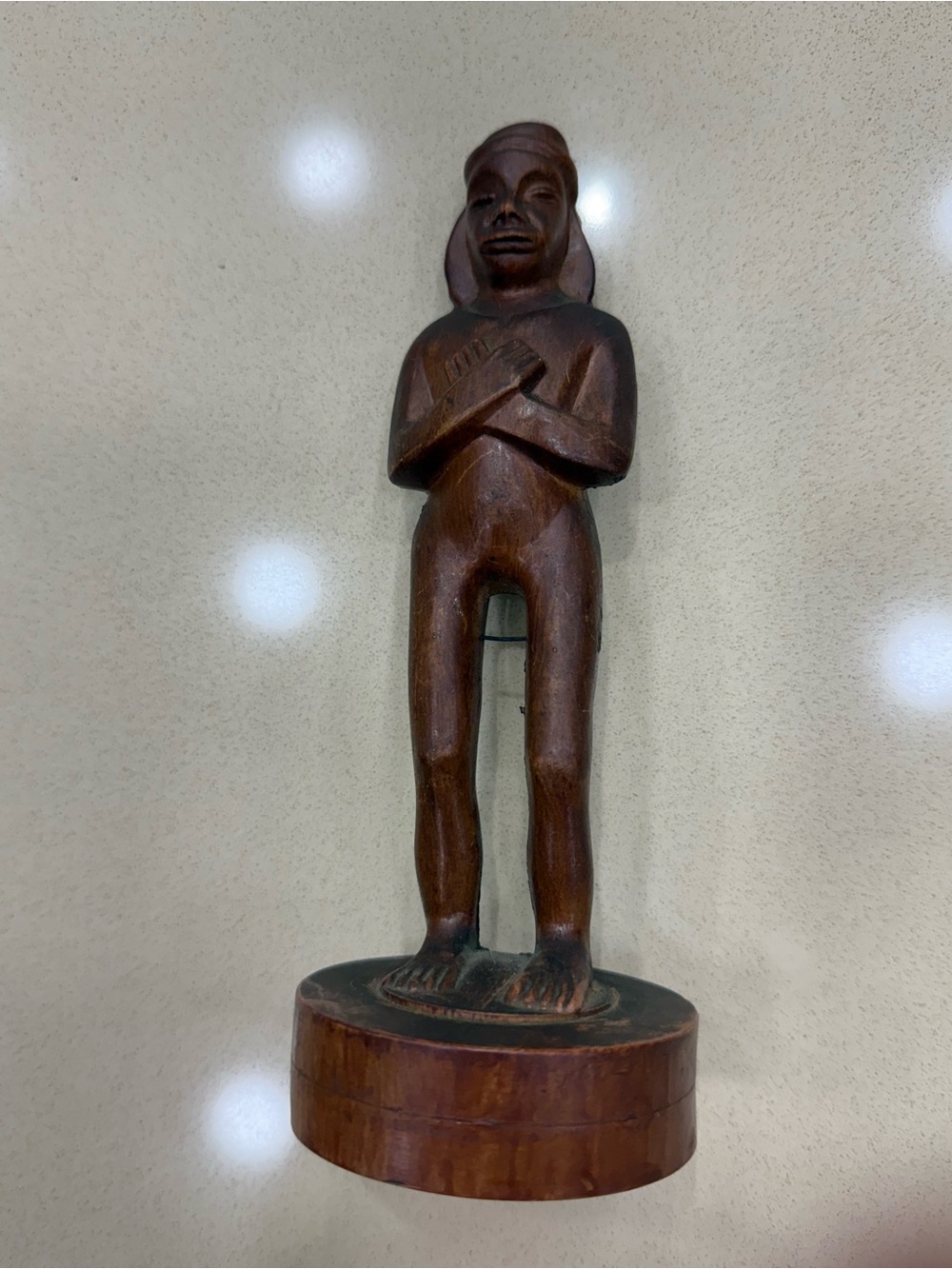 Hand-Carved Wooden Figurine - Brown Home Art Statue